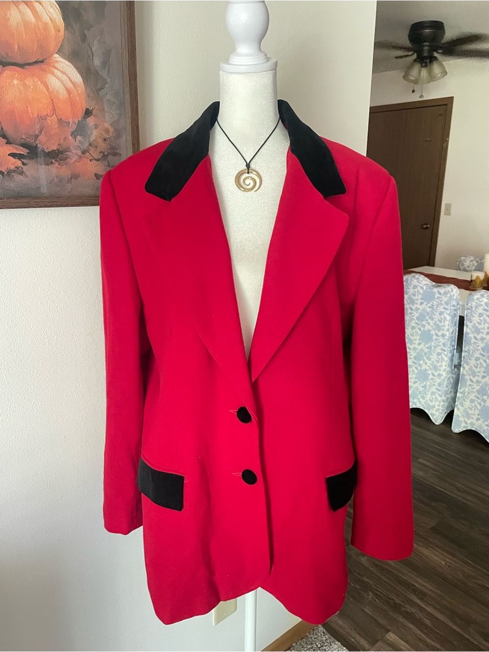 Norton McNaughton Vintage 90s Red 100% Wool Blazer Jacket US 16